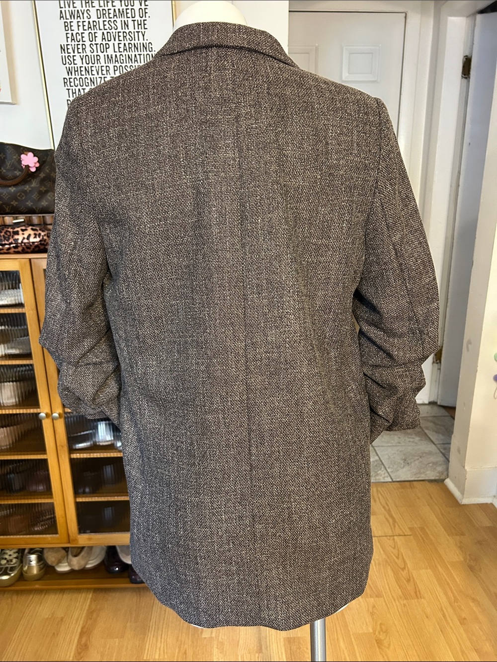 H&M Brown Tweed Single-Button Blazer - Picture 6 of 7